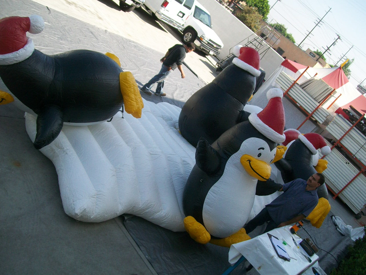 Group of Santa Penguins Inflatable