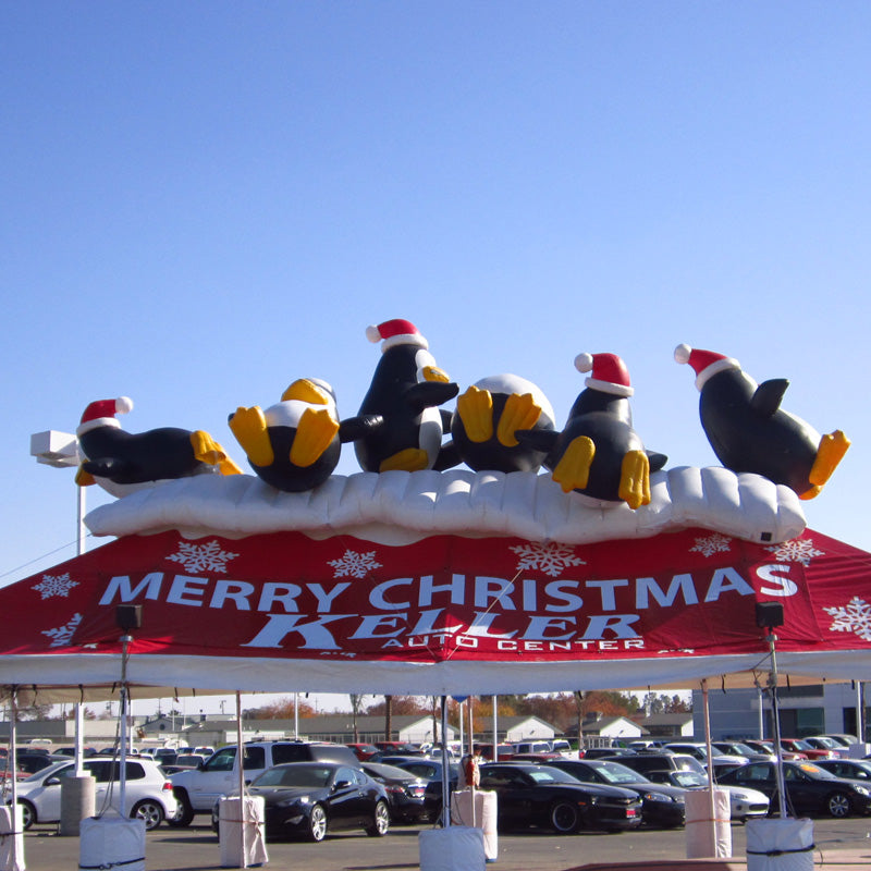 Group of Santa Penguins Inflatable