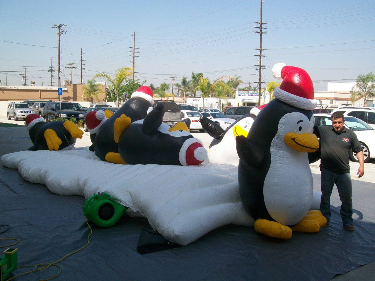 Group of Santa Penguins Inflatable